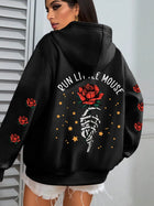 Vintage Rose Print Hoodies 90s Autumn Winter Y2k Chic Casual Hoodies Harajuku Sweatshirts Tops Hoodie Sweatshirt