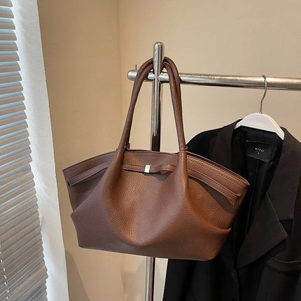 Nuove Borse a Spalla di Lusso 2026 con Motivo Lychee, in Pelle PU Tinta Unita, Borse da Donna di Grande Capacità, Borsa Tote da Viaggio