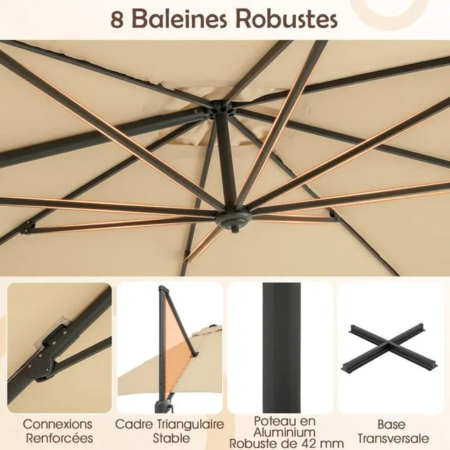 294 cm Square Cantilever Patio Umbrella - Beige