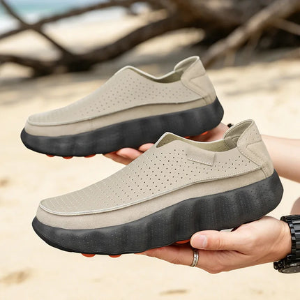 Mocassini da Uomo per Camminata all'Aperto, Scarpe Casual alla Moda, Scarpe da Passeggio in Pelle Morbida, Calzature Traspiranti per Guida, Mocassini Morbidi