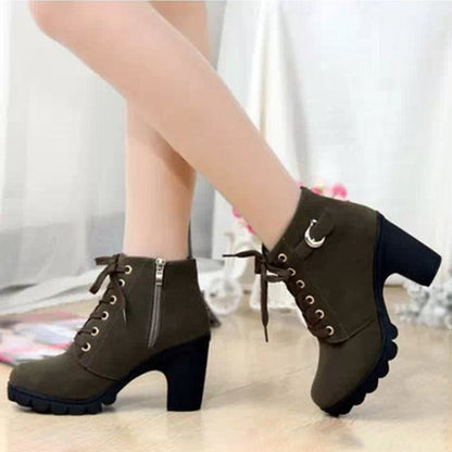 Women's Large Size Ankle Boots Autumn And Winter Cross-Strap Short Boots Gift for Christmas Birthday New Year