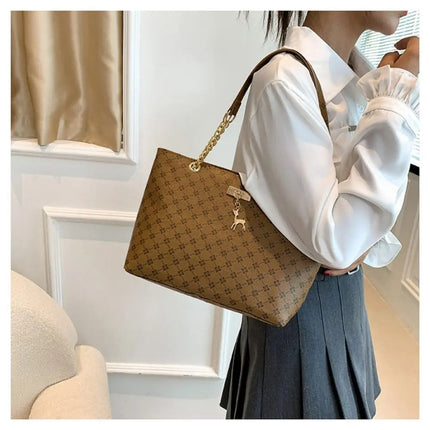 Women Luxury Design Tote Bag  Large Capacity Handbag Fashion Printing Shoulder Bag Trendy New Shopping Bag Purse PlatiNum