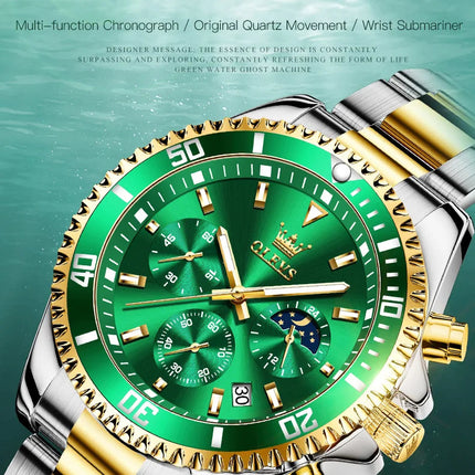 OLEVS Orologi da uomo Orologio di lusso delle migliori marche da uomo Cronografo originale impermeabile in acciaio inossidabile Fasi lunari Data Quadrante Rota platinumshop