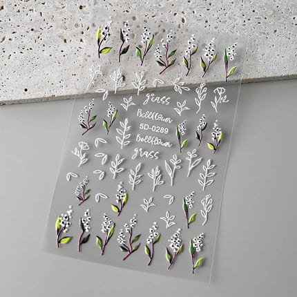 1Pc 3D Lavendar Flowers Stickers for Nails Spring Sakura Floral Leaves Self-Adhesive Sliders Decals Art Manicure for Decoration