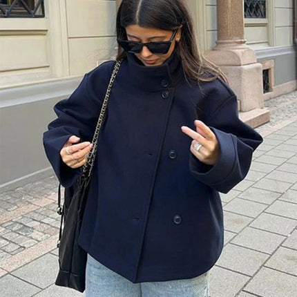 Women Grey Fur Splicing Woolen Coat Casual Belt Full Sleeve Lapel Loose Cardigan Outwear 2025 Lady Winter New Highstreet Jacket
