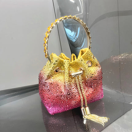 Handle Rhinestones Evening clutch Bag Purses and handbag luxury Designer shoulder bag Shiny Crystal Clutch purse bucket bag PlatiNum