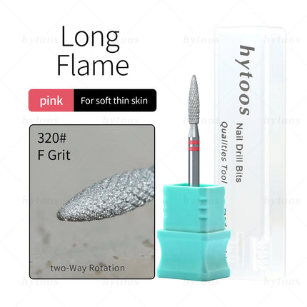 HYTOOS Diamond Cut Pro Nail Drill Bits Chrome Flame Russian Cuticle Bit for Electric Nail Drill Dead Skin Cleaner Nail Prep Tool