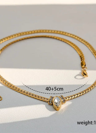 GANEMLY 316L Stainless Steel Snakehead Shining Zircon Necklace Trendy Neck Chain Choker Collar Waterproof Jewelry For Women PlatiNum