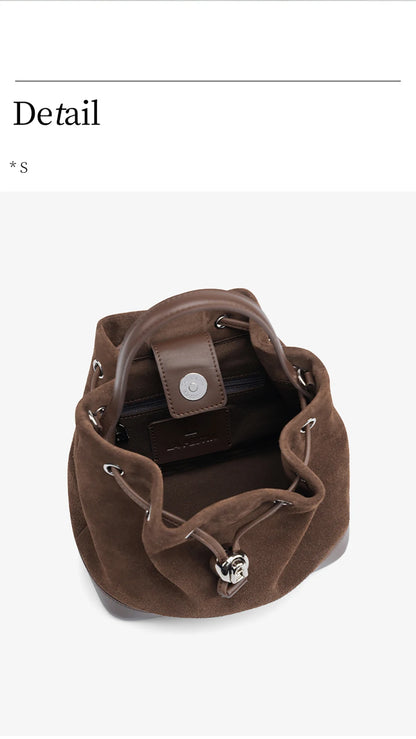 LA FESTIN Original New Women Bag Luxury Suede Bag Leather Handbag Winter Bags Fashion Shoulder Bag Bucket Bag Crossbody Bag