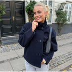 short dark blue coat