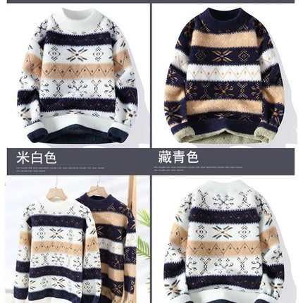 High Quality Sweater New Fashion Trend Printed Thickened Warm Knitted Sweater Autumn/winter Men's Casual Loose Sports top