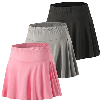 1/3-teiliges Set aus Damen-Midirock, einfarbigen Sommerschutzshorts, plissiertem Rock für Sport und Freizeit, modischem Yoga-Rock
