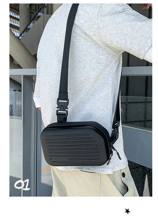 Borsa a tracolla rigida nera, leggera e portatile, per adulti, ideale per il trasporto quotidiano, lo shopping, le brevi camminate all'aperto e l'uso quotidiano.