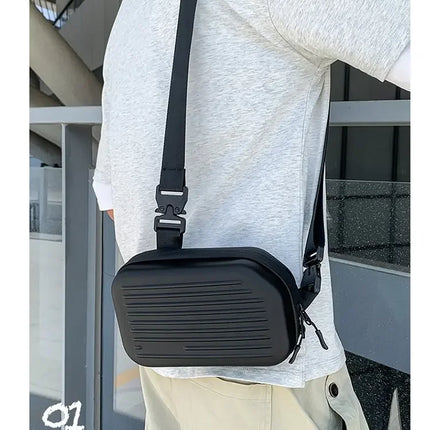 Borsa a tracolla rigida nera, leggera e portatile, per adulti, ideale per il trasporto quotidiano, lo shopping, le brevi camminate all'aperto e l'uso quotidiano.