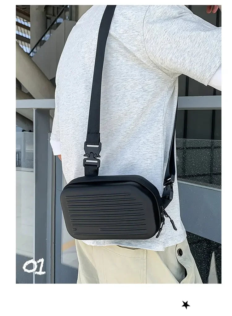 Borsa a tracolla rigida nera, leggera e portatile, per adulti, ideale per il trasporto quotidiano, lo shopping, le brevi camminate all'aperto e l'uso quotidiano.