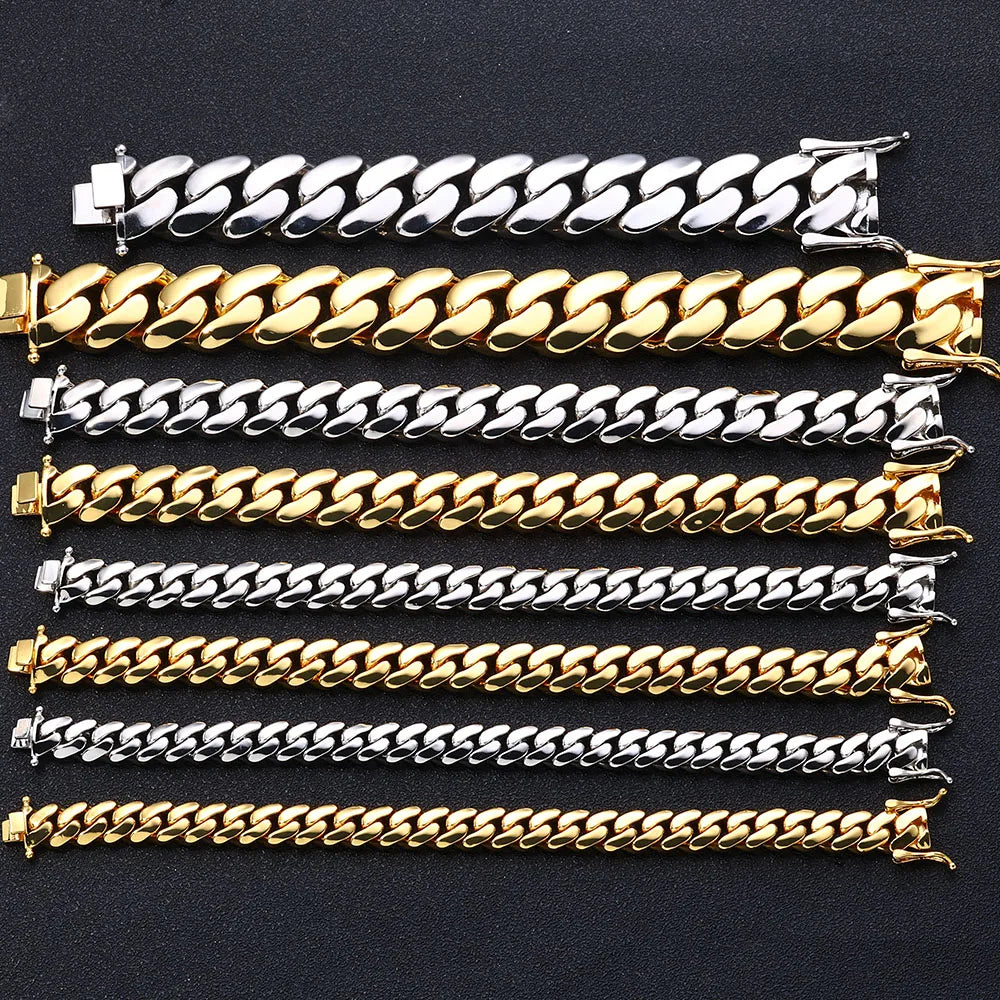 ESKEEM All'ingrosso 10/12/15/22mm 14K/18K Placcato Oro Pesante Miami Collana a Catena a Maglia Cubana per Gli Uomini Hip Hop Gioielli Catene Cubane
