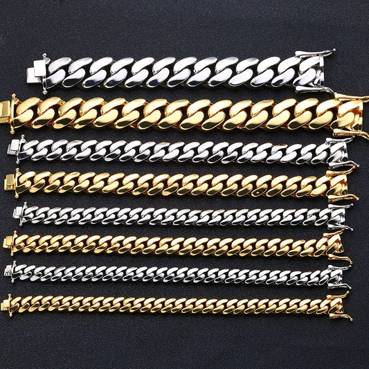 ESKEEM All'ingrosso 10/12/15/22mm 14K/18K Placcato Oro Pesante Miami Collana a Catena a Maglia Cubana per Gli Uomini Hip Hop Gioielli Catene Cubane