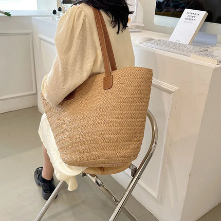 Women's Large Capacity Crossbody Bag Summer Woven Straw Bag Fashion Female Luxury Designer Beach Bag Bali Shopper Bag