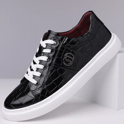 Popular crocodile pattern men's thick soled casual board shoes, trendy, breathable high-end, business plus size shoes (38-48)