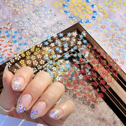 30 Sheets Flower Nail Stickers for Nail Art Colorful Self Adhesive Daisy Nail Decals Spring Summer Nail Art Stickers Cute Floral