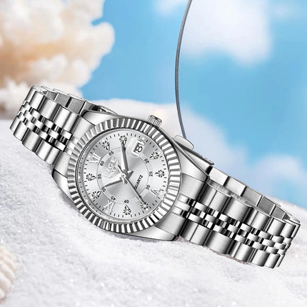 Orologio da Polso LIGE di Lusso con Strass per Donna, Cinturino in Acciaio Inossidabile, Movimento al Quarzo, Regalo, Reloj Mujer platinumshop