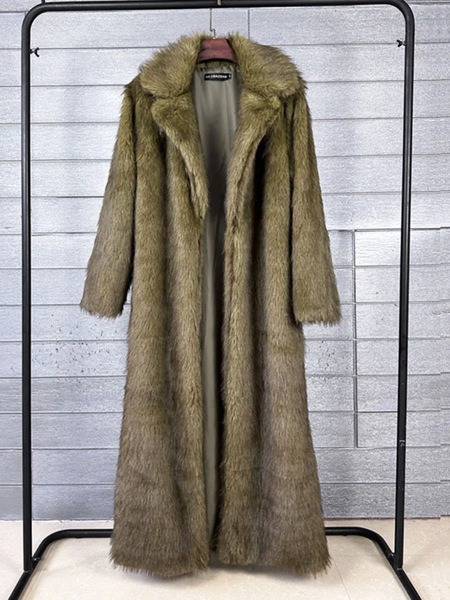 ZADORIN 130cm Long Luxury Lapel Faux Fur Coat Woman Y2K Clothes Thick Warm Fluffy Jacket Women Winter Faux Fur Coats Outerwears