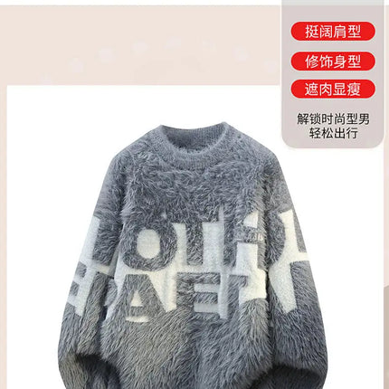 2026 Winter Fashion Sweater Men Casual Knit Pullovers Mens Thick Warm letter pattern Sweaters Men's Daily Warm sweaters male