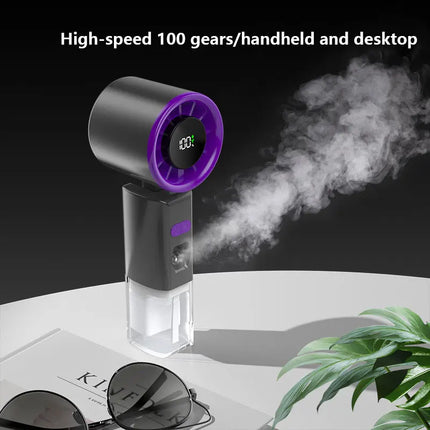 Ventilatore Portatile a Spruzzo con Vento Forte e Nebulizzatore d'Acqua, Ventilatore Portatile Silenzioso con Nebulizzazione, Ventilatore Pieghevole Ricaricabile USB di Piccole Dimensioni