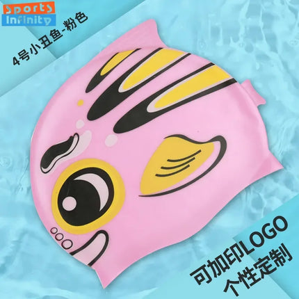 Cuffia da nuoto per bambini Cuffia da nuoto impermeabile per cartoni animati per ragazzi e ragazze Cuffia da nuoto universale in silicone morbido a forma di pesce