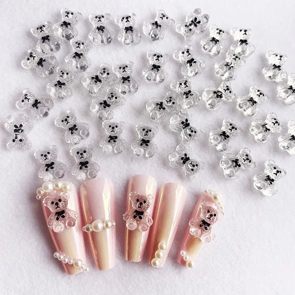 10-40Pcs Nail Art Bear Shaped Nail Charms Cute Nail Art Decorations Jewelry Rhinestone Accessories Manicure Diy Nails Art Tools