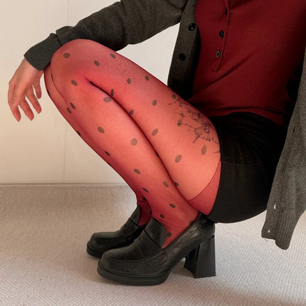 Colorful Large Polka Dot Silk Stockings, Sexy Polka Dot Print, Ultra-Thin, Women's Tights, JK Skirt Accessories