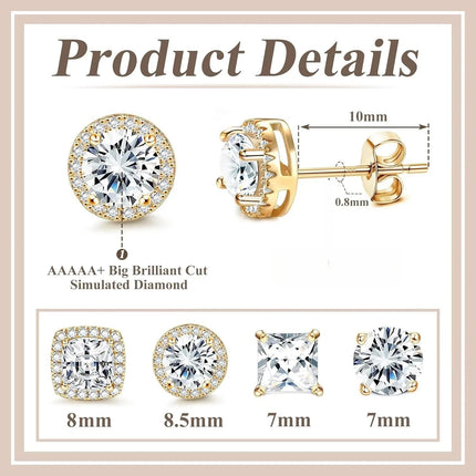 Drperfect Orecchini in argento con zirconi cubici per donna Uomo Orecchini a bottone delicati ipoallergenici placcati in oro 14 carati platinumshop