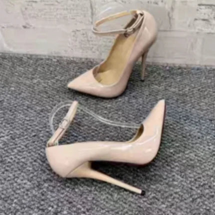 CACA 16cm décolleté da donna con tacchi estremamente alti, scarpe basse Sexy in pelle verniciata, cinturino alla caviglia, nero, rosso, bianco, colori personalizzati, Dropship