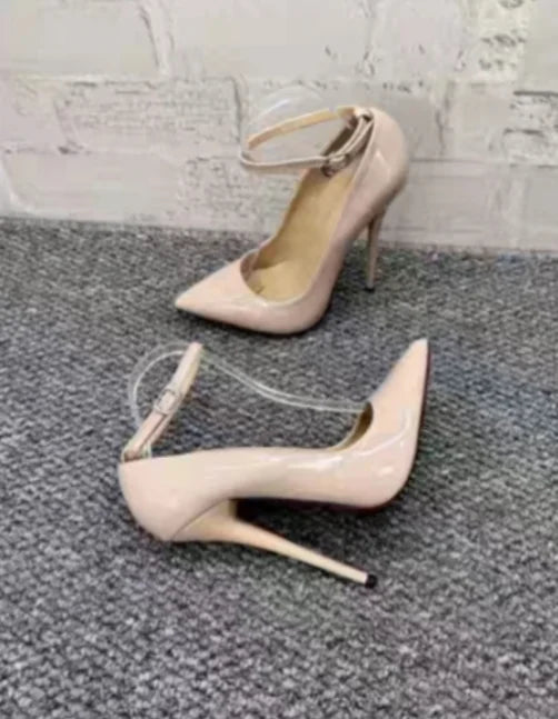 CACA 16cm décolleté da donna con tacchi estremamente alti, scarpe basse Sexy in pelle verniciata, cinturino alla caviglia, nero, rosso, bianco, colori personalizzati, Dropship