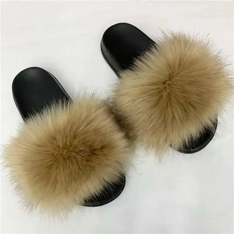 Pantofole soffici da donna Pantofole morbide da donna estive in pelliccia sintetica Sandali eleganti con punta aperta Scarpe da spiaggia comode pelose per interni ed esterni
