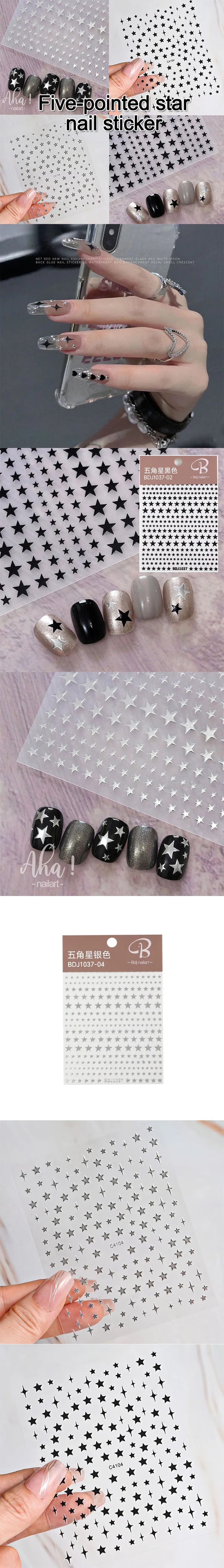 ail Stickers Self-adhesive Nail Ribbon Star Sticker Gel Polish Decals Kawaii Accesories ZJT15