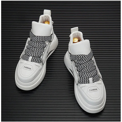 High top White Sneakers Best selling Mens Sneakers With Anti slip Wear resistant Properties Increasing Height by 6 Centimeters