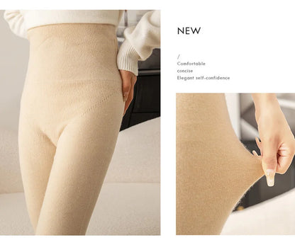 New Women's Cashmere Leggings Soft Comfortable Stretchy Solid Color Long Pants for Autumn Winter Season