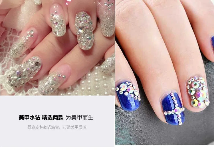 144/288 /1440pcs SS3-SS50 Crystal AB Clear Nail Rhinestones Non Hotfix Flat Back Stones DIY Strass Nail Art Decor Accessories