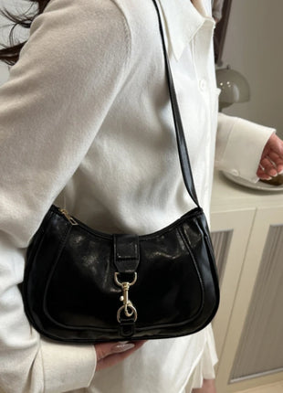 Elegante Borsa a Tracolla da Donna - Borsetta Quadrata Retrò con Chiusura a Zip, in Resistente Materiale PU