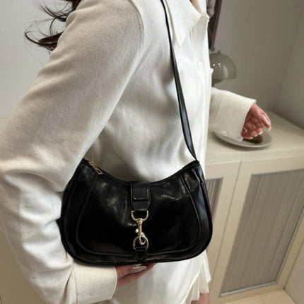 Elegante Borsa a Tracolla da Donna - Borsetta Quadrata Retrò con Chiusura a Zip, in Resistente Materiale PU