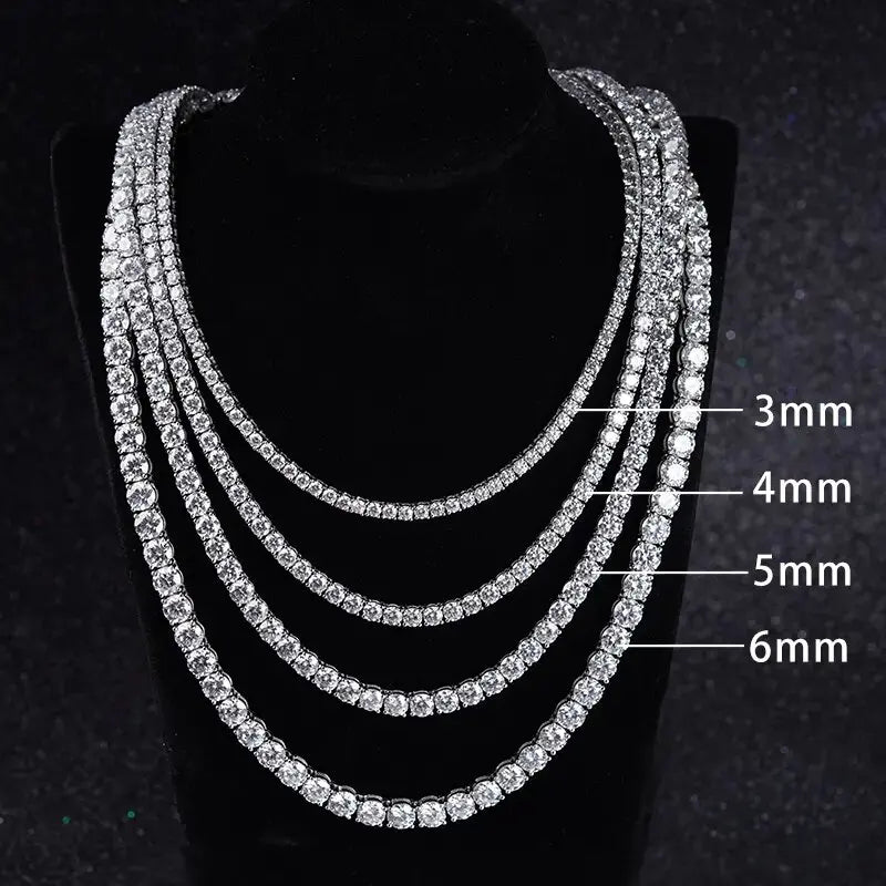 3Mm-5Mm Iced Out Bling 5A Cubic Zirconia1 Fila Collana a catena da tennis Uomo Gioielli Hip Hop 5A Collana da uomo e da donna Trasporto di goccia