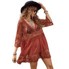 Camicia Estiva con Scollo a V, Protezione Solare, Ampia e Casual, Copricostume da Spiaggia per Vacanze e Bikini per Donne platinumshop