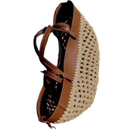 Retro Artistic Fashion Versatile Casual Tote Bag Single Shoulder Bag Large Capacity Woven Grass Big Bag