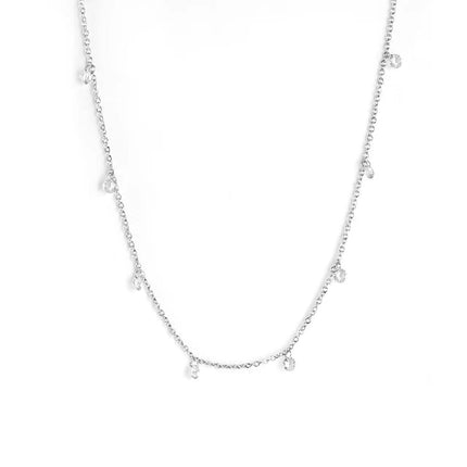 LUXUSTEEL Round CZ Pendant Necklace For Women White Colorful Cubic Zirconia Stainless Steel Collar Simple Luxury Wedding Jewelry PlatiNum