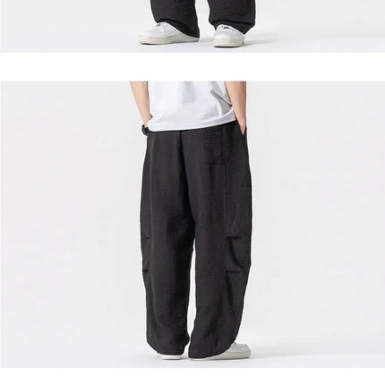 Pantaloni Leggeri e Sottili da Uomo, Traspiranti, Tinta Unita, Stile Harajuku, Gamba Larga, Casual, Oversize, Moda Harem, Streetwear Maschile