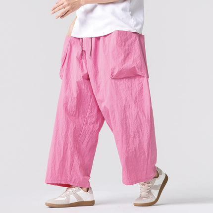 Pantaloni Estivi Leggeri da Uomo e Donna, Streetwear con Coulisse, Stile Y2K, Cargo, Tinta Unita, Gamba Larga, Taglie Forti fino alla 5XL