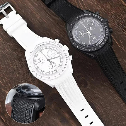 Cinturino in gomma per Swatch X Omega Joint MoonSwatch Cinturino sportivo impermeabile da 20 mm Cinturino con estremità curva in silicone per uomo donna platinumshop