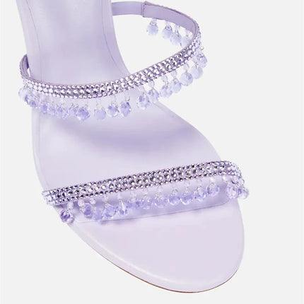 Sandali Crystal Wrap da Donna Estivi 2026, Scarpe da Sposa con Tacco Alto, Scarpe da Festa, Sandali con Cinturino alla Caviglia, Scarpe Designer con Tacco a Spillo