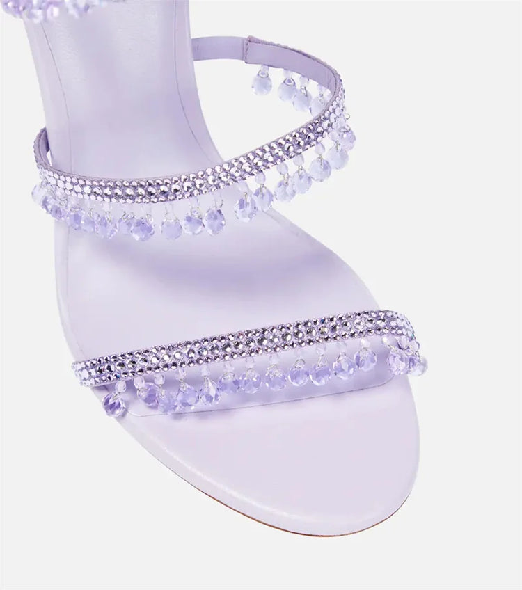 Sandali Crystal Wrap da Donna Estivi 2026, Scarpe da Sposa con Tacco Alto, Scarpe da Festa, Sandali con Cinturino alla Caviglia, Scarpe Designer con Tacco a Spillo